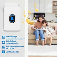 Daytech Vészjelző Gomb Időseknek - Otthoni Segélyhívó Rendszer Karkötővel, 150m Hatótáv, 110dB Hangjelzés, 2 Vevő + 2 Jeladó + 2 SOS Karkötő 5