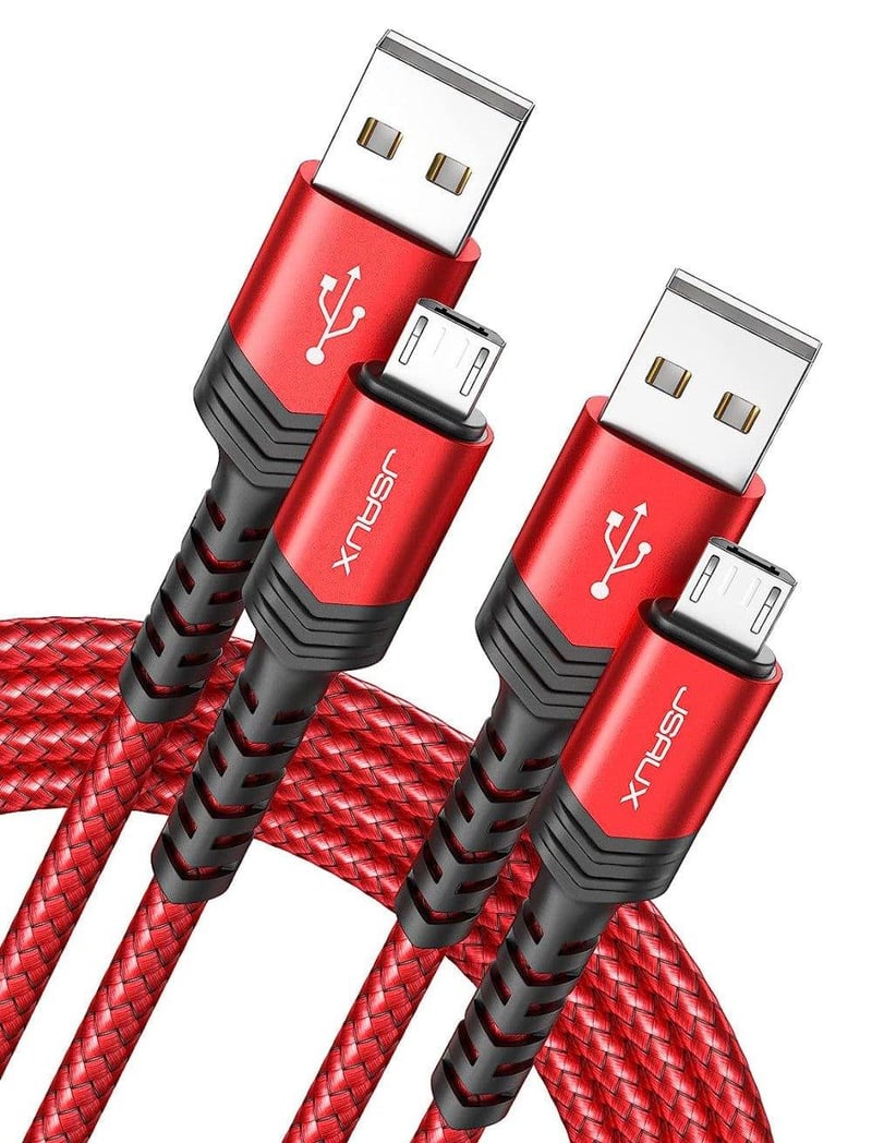 JSAUX 2m-es Piros Micro USB Gyorstöltő Kábel, 2db Szett