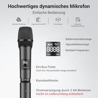 TONOR TW450 Vezeték Nélküli Mikrofon Szett - Duál Karaoke Mikrofon 60m Hatótávval, 5 Csatornával, Vevőegységgel Esküvőre, Előadásokhoz, Szür - Grey and grey 4