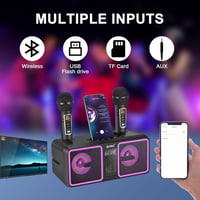 ALPOWL AL001 Karaoke Gép 2 Vezeték Nélküli UHF Mikrofonnal - Hordozható Bluetooth Hangszóró LED Fényekkel Otthoni Partikhoz, Esküvőkre 3
