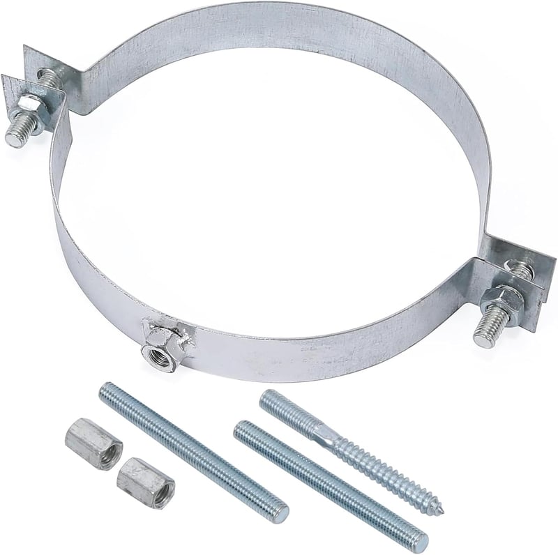 Beekeg Kémény Cső Tartó Bilincs 150mm Fehér Fali Rögzítő Fojtószeleppel Füstcső Szereléshez 2db