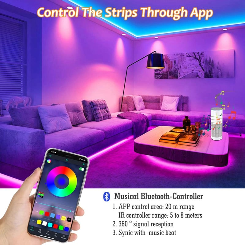 JA 5M RGB LED Szalag 150 LED 5050 SMD - 12V Tápegységgel, 44 Gombos Távirányítóval és Vevőegységgel - Dekorációs Világítás Otthonra