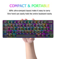 Kompakt 60% RGB Gamer Billentyűzet, Kék Kapcsolós, 62 Gombos, USB-C, Kék 4