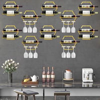 Arany Fali Borospohár Tartó Szett - 3 Pohár, 1 Palack, Modern Dizájn 5
