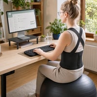 Ergonomski uredski set: 1x lopta za sjedenje M + 1x oslonac za zglobove + 1x pojas za leđa + 1x stalak 1