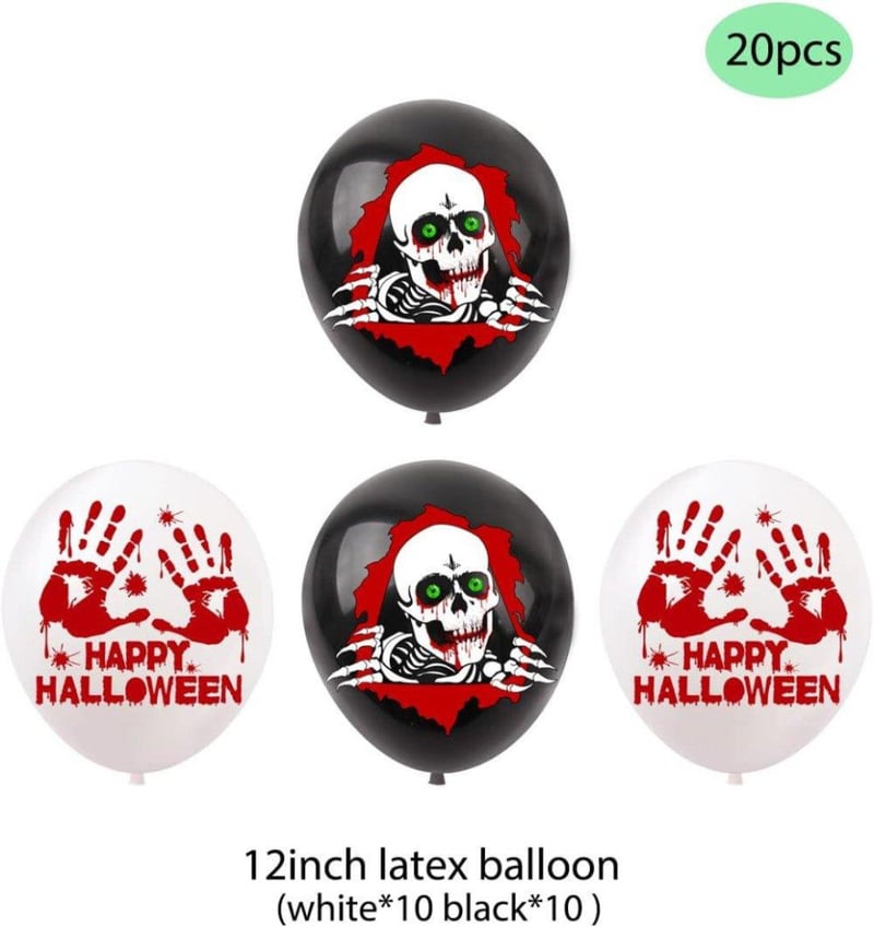 Jioenyue Halloween Parti Dekor Szett - Lufik, Zászlók és Füzér