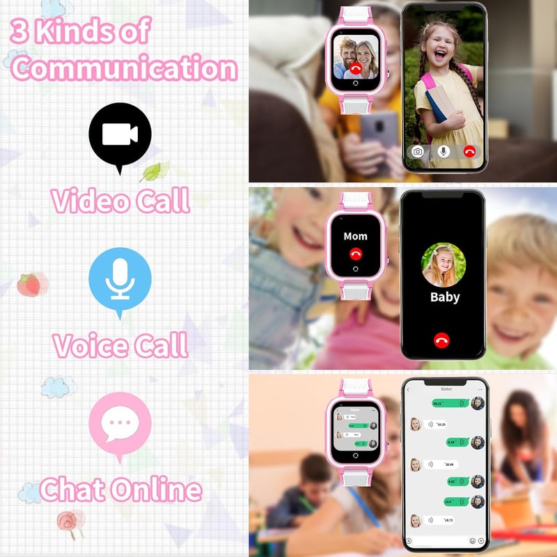 Gyerek 4G GPS okosóra videohívással, játékokkal - vízálló, SOS funkcióval