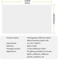 Selens 1x1,7m Fehér Nylon Selyem Diffúziós Fényterelő Szövet Fotó Stúdió Softbox Világításhoz - Esküvői, Portré és Termékfotózáshoz 5
