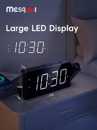 Digitális Projektoros Ébresztőóra 7" LED Kijelzővel - Fényerőszabályzás, 180° Forgatható Projektor, USB Töltő, Szundi Funkció, Tartalék Elem 3