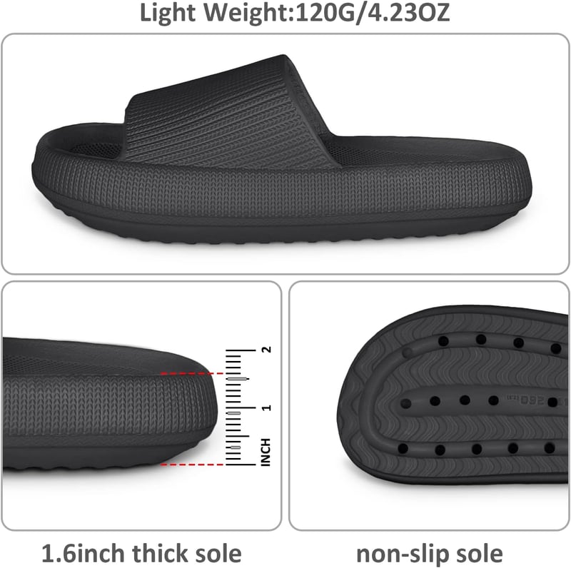 Cozislides Felhő Papucs - Puha, Csúszásmentes Unisex Nyári Papucs Fekete 40/41