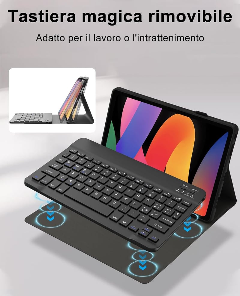 Xiaomi Redmi Pad SE 11" Bluetooth billentyűzetes tok - Olasz QWERTY, fekete, 2023