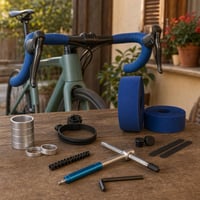 Set service ghidon: amortizor + 6 distanțiere + cheie imbus 3 mm + bandă ghidon 1