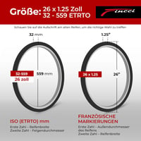 Fincci Slick 26x1.25 Összehajtható Kerékpár Külső Gumi Szett - MTB, Országúti, Hibrid, E-Bike és Városi Biciklikhez (32-559) 2