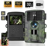 Lutranstra 4K Vadkamera 60MP WiFi Applikációval, Éjjellátó, 0.1mp Indítási Idő, Mozgásérzékelő, Vízálló IP66, 32GB Memóriakártyával, Bluetoo 1