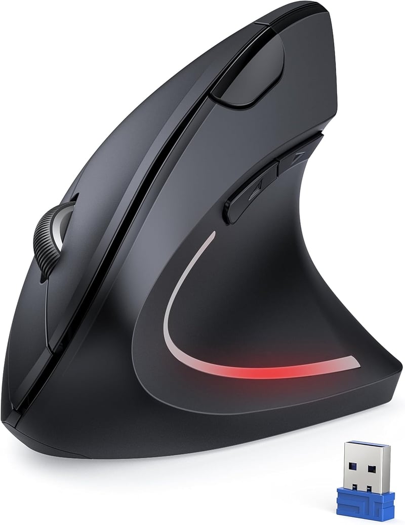 TECKNET 2.4G Ergonomikus Vezeték Nélküli Egér 4800 DPI 6 Gomb Csendes Fekete
