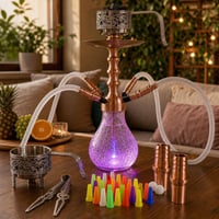 Shisha párty set: 100x náustok + kliešte + 2x adaptér + 4-vývodová LED vodná fajka 1