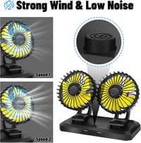Coikes 12V-os dupla autós ventilátor, 360°-ban forgatható, 2 sebességes 7