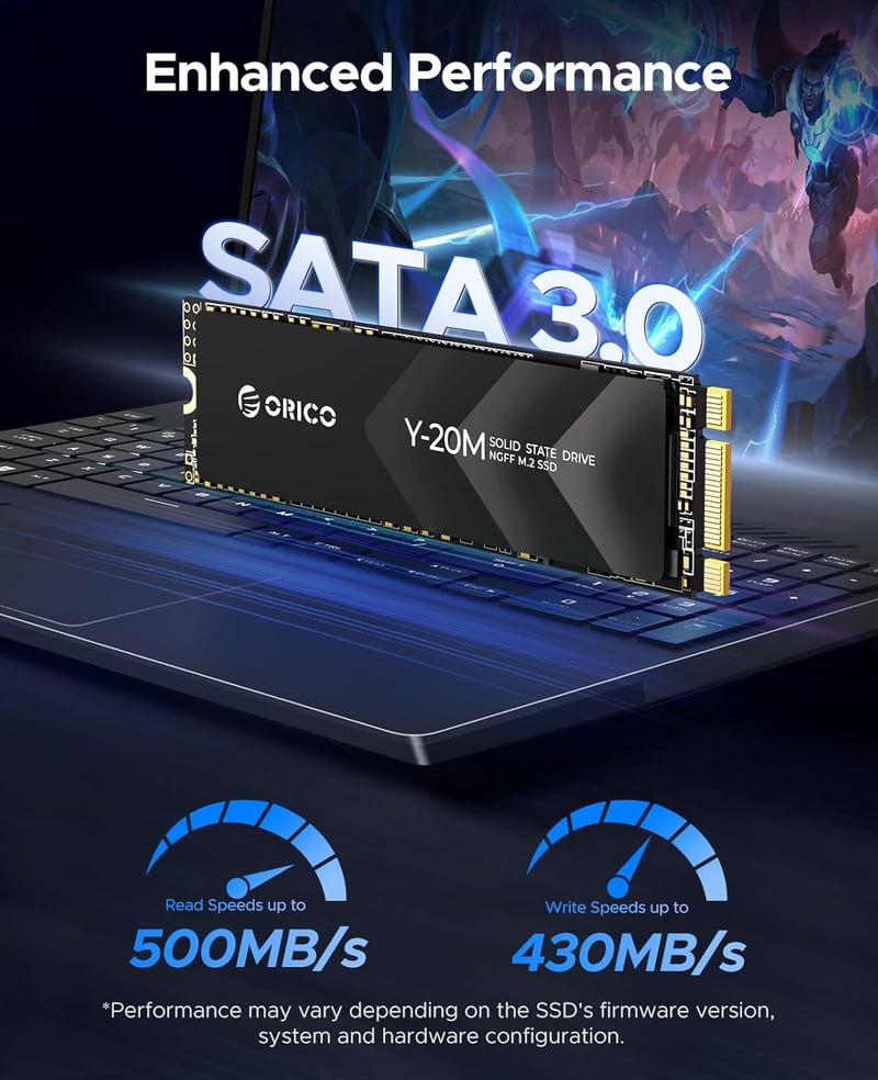 ORICO 4TB M.2 2280 SATA SSD - Belső SSD Meghajtó 500MB/s Olvasási Sebességgel - Laptop és Asztali PC Kompatibilis B+M Kulcs