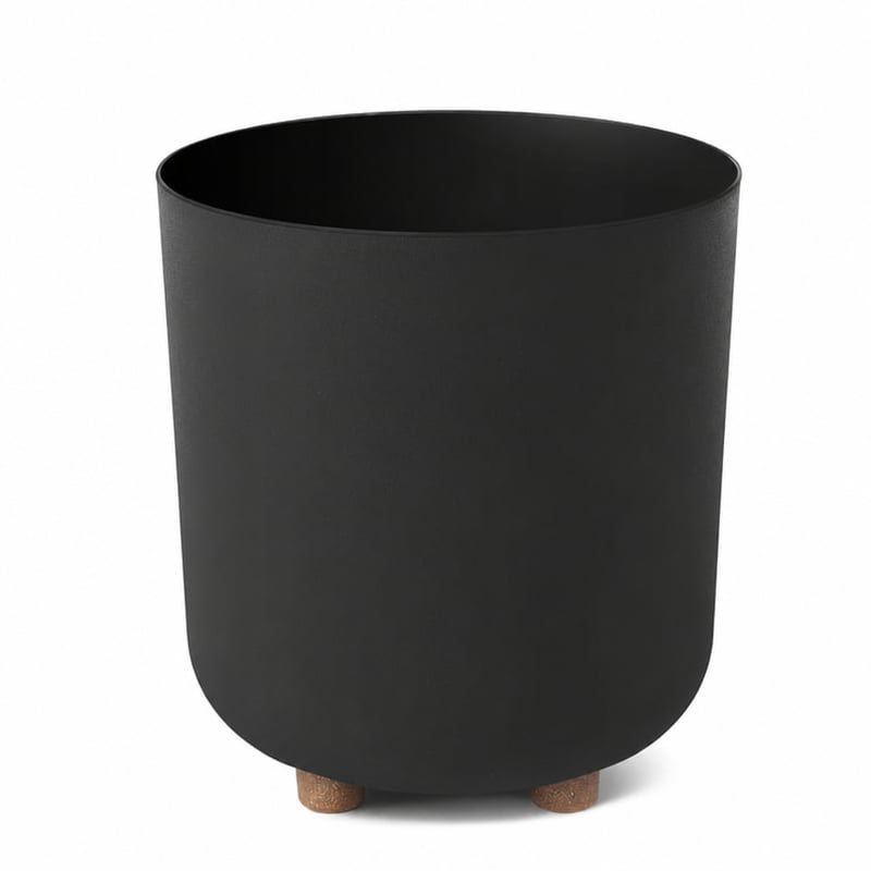 Okrúhly kvetináč Lamela na nožičkách, plastový, Ø 24 cm, 10 l, do interiéru aj exteriéru — chýbajúca podmiska (stav: pozri 2. obrázok)