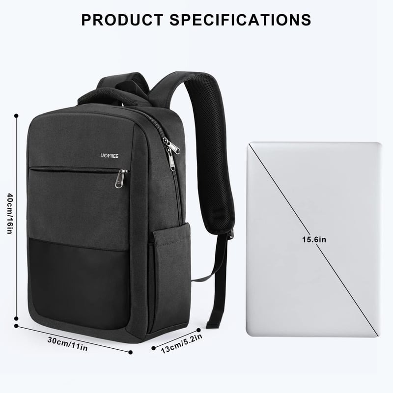 HOMIEE 15,6 colos vízálló laptop hátizsák USB töltőporttal, férfiaknak