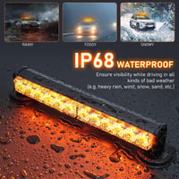 Dinfu 12 Colos LED Figyelmeztető Fénysor - 12V Sárga Villogó Szalag 14 Üzemmóddal - Autó, Teherautó, Traktor Vészjelző Lámpa Szivargyújtós C 5