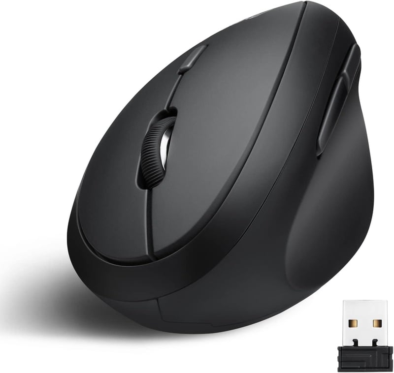 Perixx PERIMICE-719 Ergonomikus Vezeték Nélküli Optikai Egér 6 Gombbal, Állítható DPI (800/1200/1600), Fekete, PC-hez