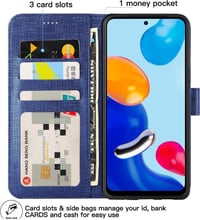 Xiaomi Redmi Note 11 Mágneses Vászon Pénztárcatok - Sötétkék 3