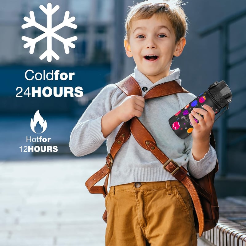 GOPPUS 420ml-es Gyerek Termosz Szívószállal - BPA-mentes, Szigetelt Acél Kulacs Óvodásoknak