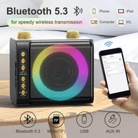 Hordozható Bluetooth Karaoke Rendszer 2 Vezeték Nélküli Mikrofonnal, 7 LED Fénnyel 3