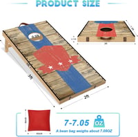 NZQXJXZ Prémium Cornhole Játék Szett - 90x60cm Tömörfa, 8 Zsákkal, Hordtáskával 4