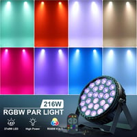 Ukfog 216W RGBW LED Par Reflektor - 27x8W DMX Diszkó Fény Távirányítóval - 6 Üzemmódú Színpadi Világítás DJ Partikra, Esküvőkre, Karácsonyi  - 1 PC 3