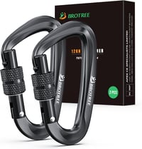 Brotree 1200 kg Teherbírású Alumínium Karabiner, Csavaros Zárszerkezettel - Könnyű, Rozsdamentes D-Alakú Horog Függőágyhoz, Kempingezéshez,  1