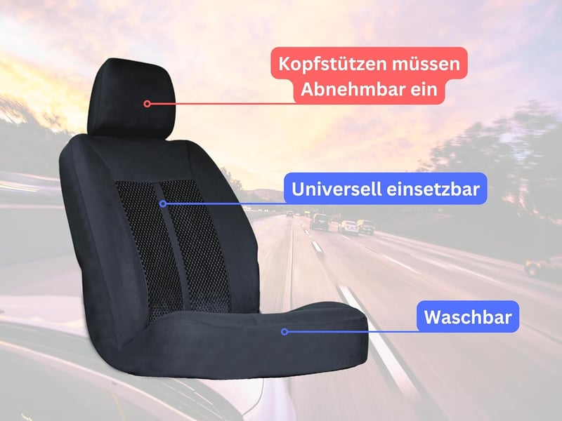Fraysels univerzális autó üléshuzat szett - 9 részes, fekete, első és hátsó ülésekre