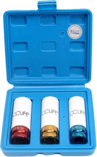 CCLIFE 3 részes dugókulcs készlet 1/2" krómacél - 17, 19, 21 mm méretű alufelni védőbetétekkel, 78 mm hosszú, ütvecsavarozóhoz és nyomatékku 7