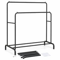 Suport dublu pentru haine edihome cu raft pentru pantofi, metal, negru, 110x150x54 cm - Utilizat, Murdar — murdar, ușor uzat (stare: vezi imaginea a 2-a) 1