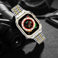 Apple Watch Ultra 49mm Védőtokos Fém Szíj - MioHHR Ütésálló Ezüst/Arany 5