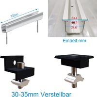 XIDA Napelem Rögzítő Készlet 12 cm - Fekete Eloxált Alumínium Tartókonzol 30-35 mm-es Keretekhez, Trapézlemez és Lapostető Szereléshez, 2 Pa 5