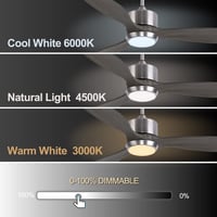 Ovlaim 132 cm Okos Mennyezeti Ventilátor Távirányítóval - Fa Lapátok, 6 Sebesség, App/Alexa Vezérlés, LED Világítás, Csendes DC Motor, Szürk 3