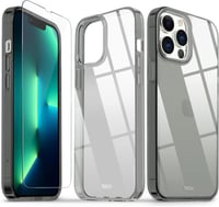 Apple iPhone 13 Pro Max Szürke Áttetsző Szilikon Tok Beépített Képernyővédővel 1