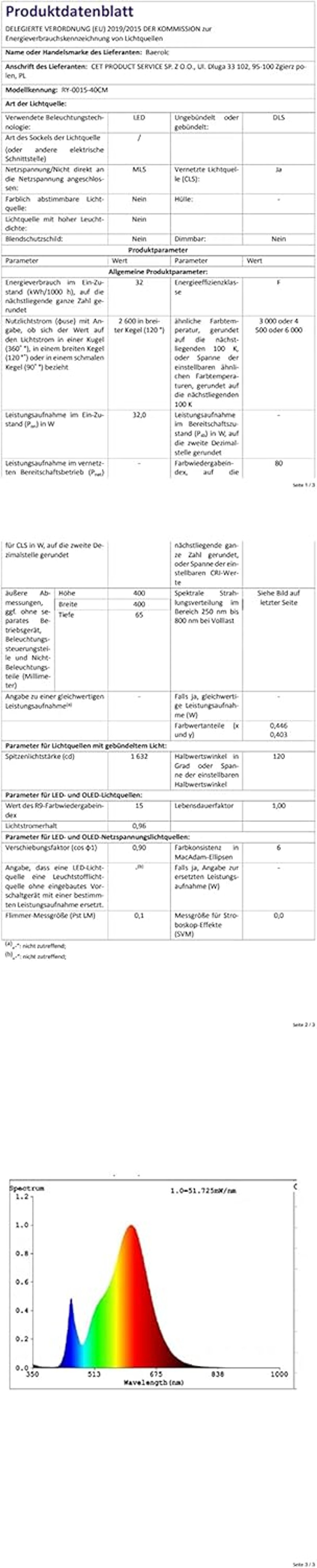 Baerolc Fa LED Mennyezeti Lámpa 40cm - Távirányítós, Fényerőszabályozható, 32W, 3000K-6000K, Kerek Világítás Hálószobába, Irodába, Konyhába