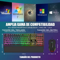 RedThunder K10 3-in-1 Gamer Billentyűzet és Egér Szett Bőr Csuklótámasszal, RGB Háttérvilágítás, Mechanikus Érintés, Spanyol Kiosztás, 7200 4