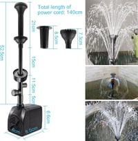 Bseical LED-es Kerti Szökőkút Szivattyú, 2000L/h, 25W, Állítható Víznyomás, 3 Fúvóka, Csendes Működés, Tó, Akvárium, Vízesés - A 3 in 1 With Led Light 7