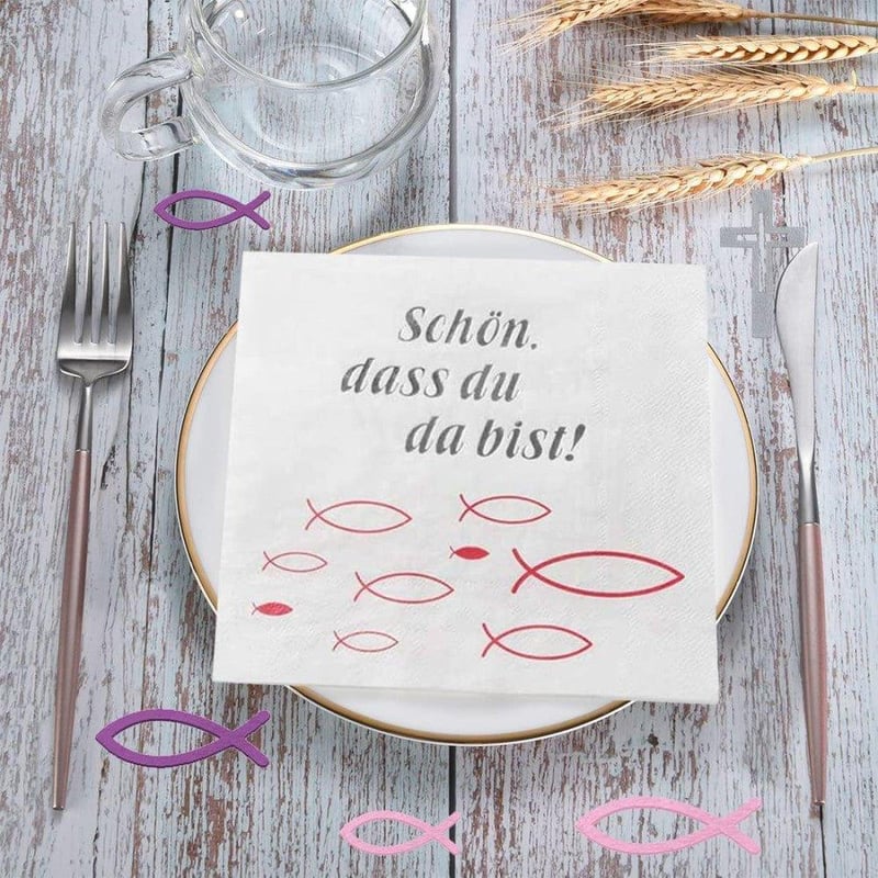Rózsaszín Keresztény Ünnepi Szalvéta és Lufi Szett