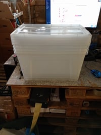 Iris Ohyama NTB-45 prozirna kutija za pohranu s poklopcem, 45 L, set od 4 komada, s kopčama, slaganje jedna na drugu, plastika bez BPA, s ručkom 4