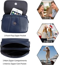 HAWEE Női Valódi Bőr Telefontartó Táska - Kék Elegáns Válltáska 3 Cipzárral, Állítható Pánttal, Mobiltartó Kis Méretű Crossbody

AI: I've cr 5