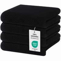 Kuchynské utierky Moosfor, 100 % bavlna, sada, 32 x 72 cm, mäkké a savé prémiové utierky na riad, čierne — sada 4 ks 2