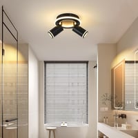 SANSHI Kerek Mennyezeti Spotlámpa 350° Forgatható, 15W+10W LED, Alsó Világítással, 2 GU10 Izzóval, 3000K Meleg Fehér, Modern Fekete Alumíniu 9