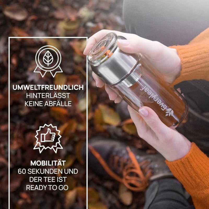 Prémium üveg teapalack beépített szűrővel, 270 ml