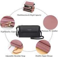 Yixuan női crossbody táska kék PU bőr dupla cipzárral és kártyatartóval 10