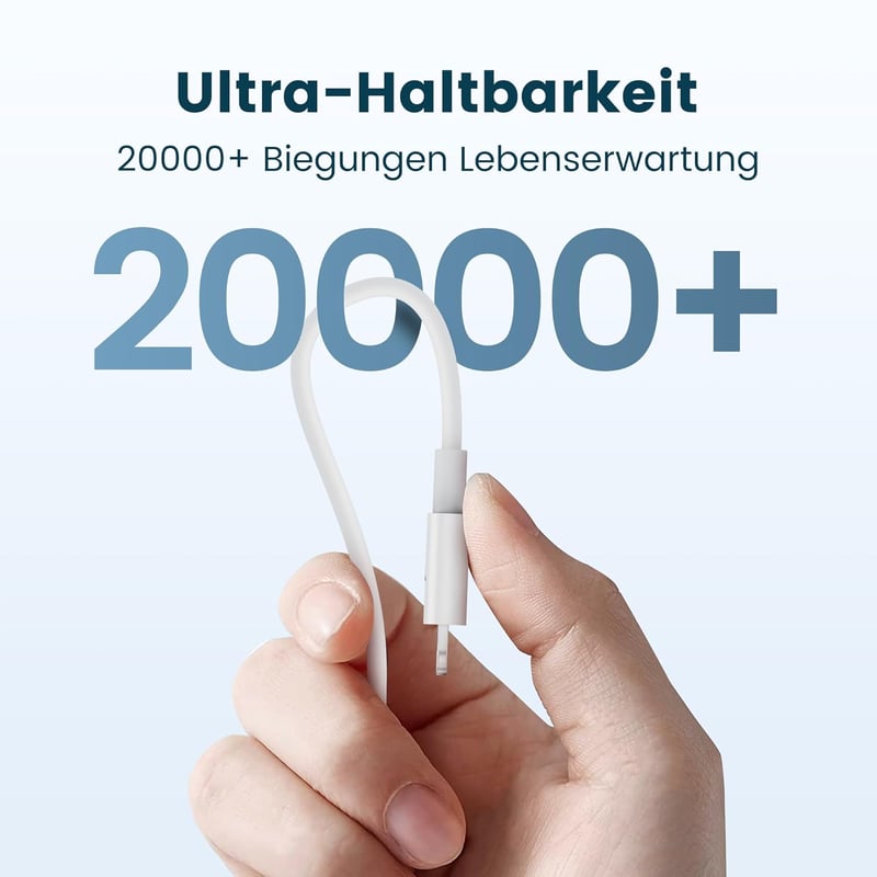 RAMPOW Apple MFi USB-C Lightning kábel, gyorstöltés iPhone 14/13/12-höz - 1m, fehér